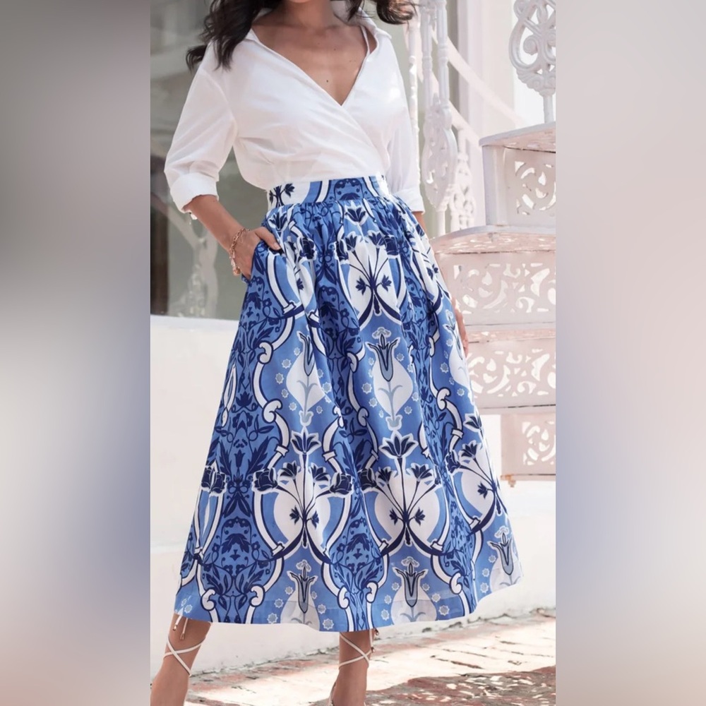 Beyond By Vera Anna Skirt Como Blue